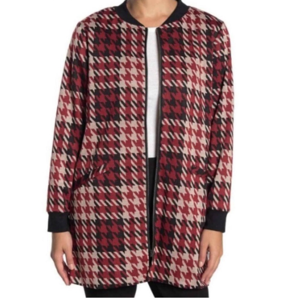 Sanctuary houndstooth zip up sweater